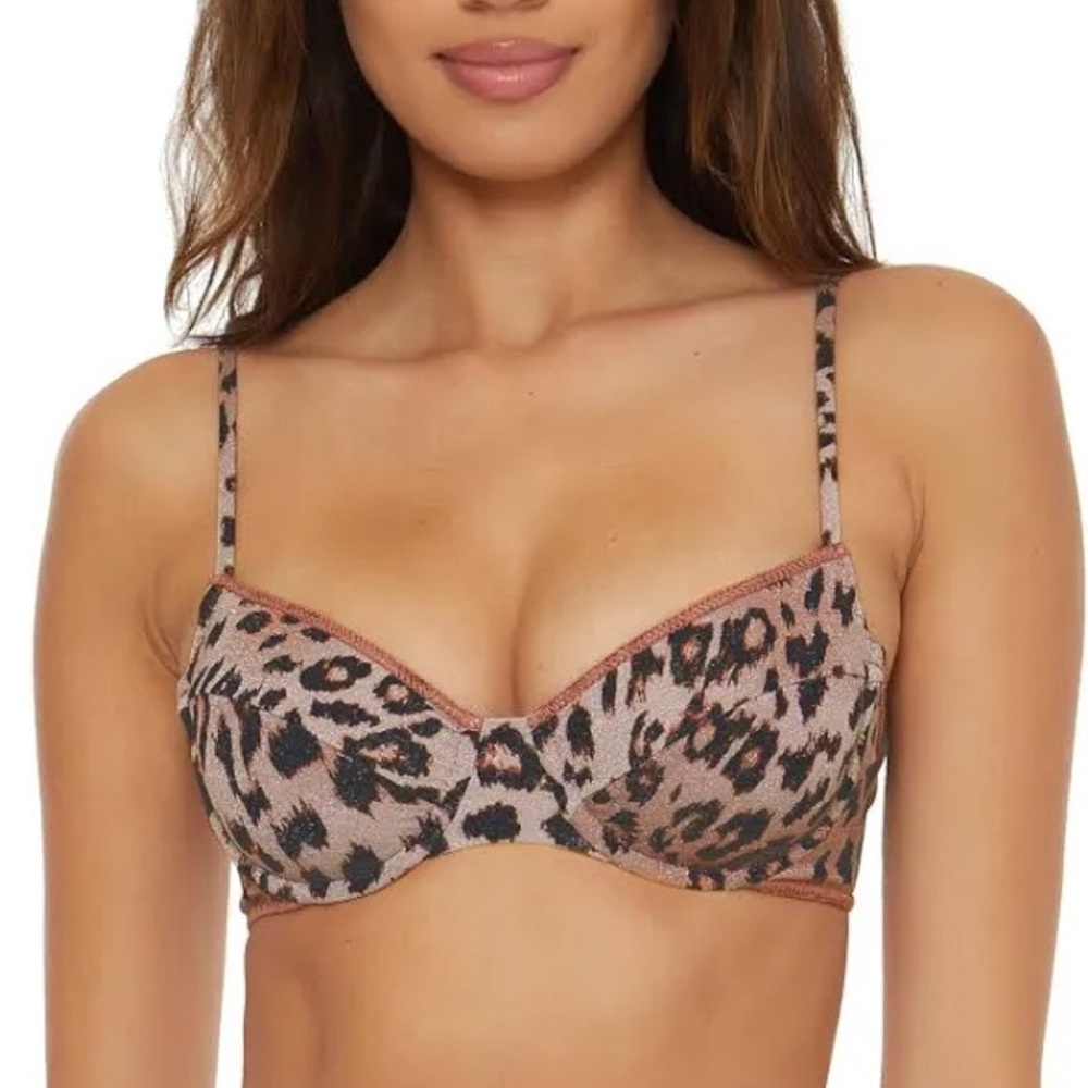 BECCA animal print Zanzibar Underwire Swim Top small